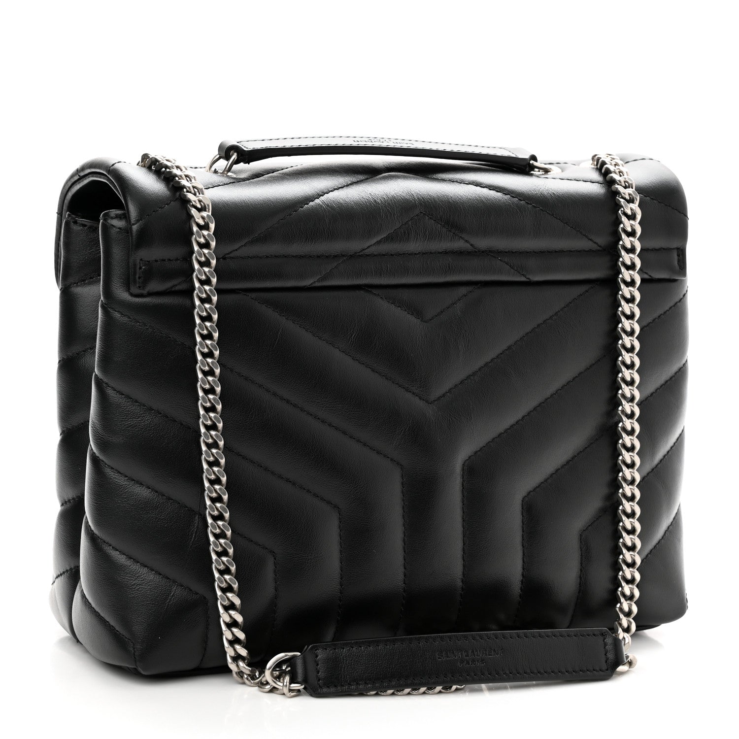Saint Laurent Calfskin Y Quilted Monogram Small Loulou Chain Satchel Black 3 of 11
