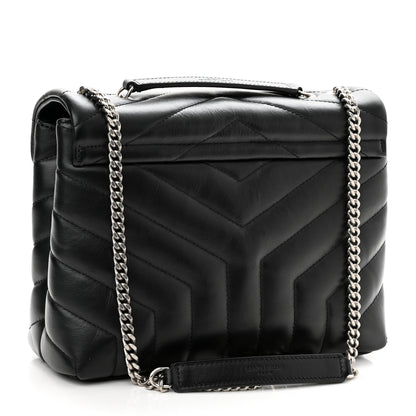 Saint Laurent Calfskin Y Quilted Monogram Small Loulou Chain Satchel Black 3 of 11