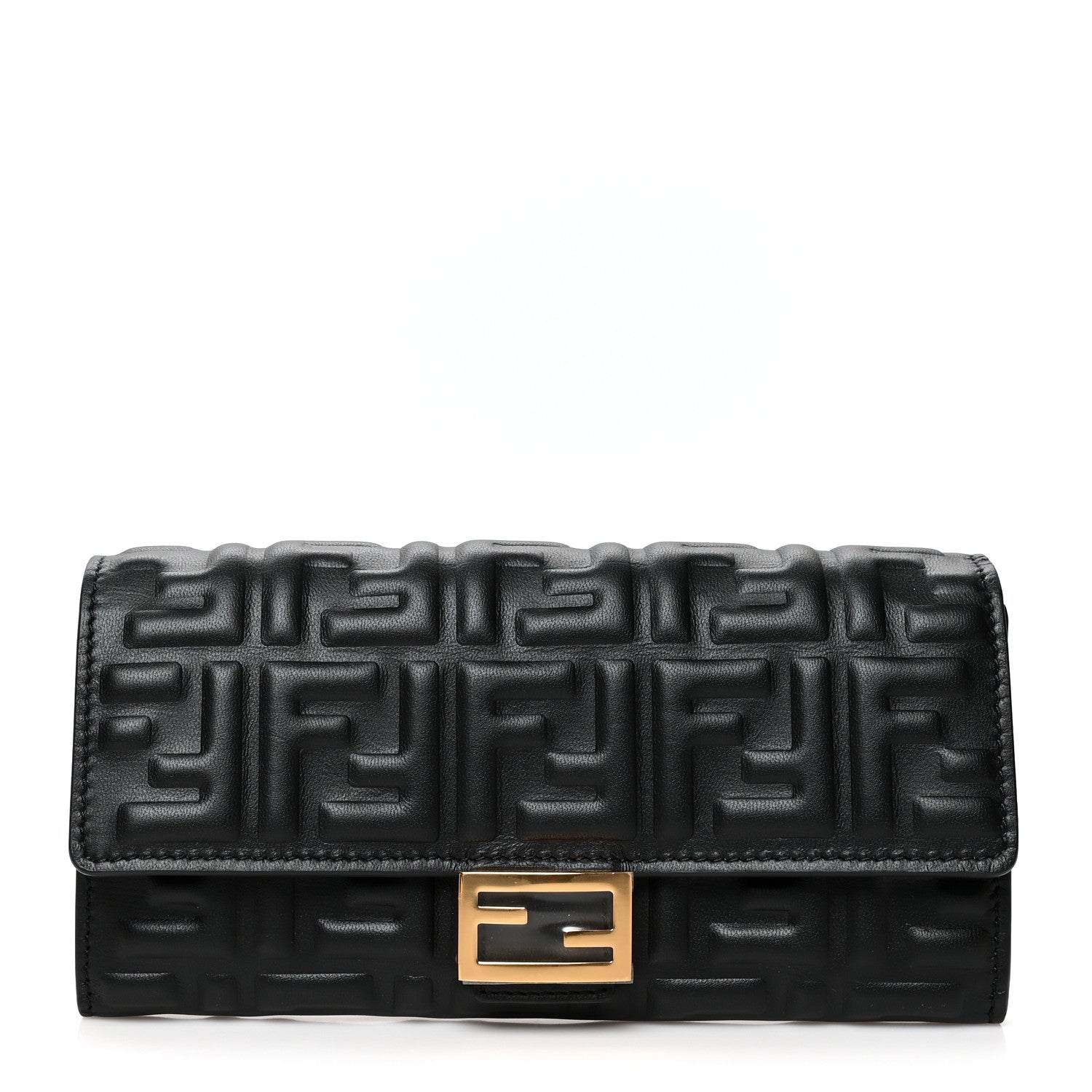 Fendi Nappa Matisse FF Embossed Continental Wallet Black 1 of 9