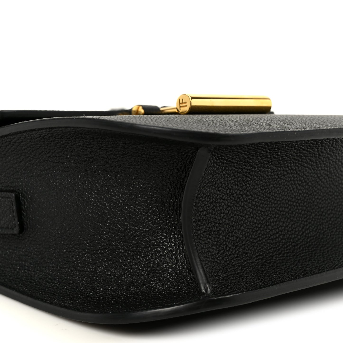 Grained Calfskin Mini T Clasp Tara Crossbody Bag Black