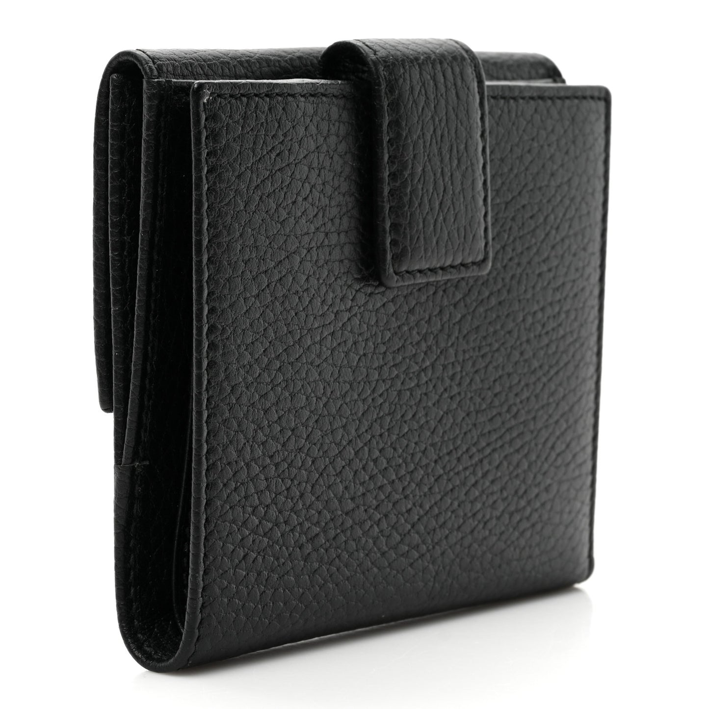Dollar Calfskin Double G French Flap Wallet Black
