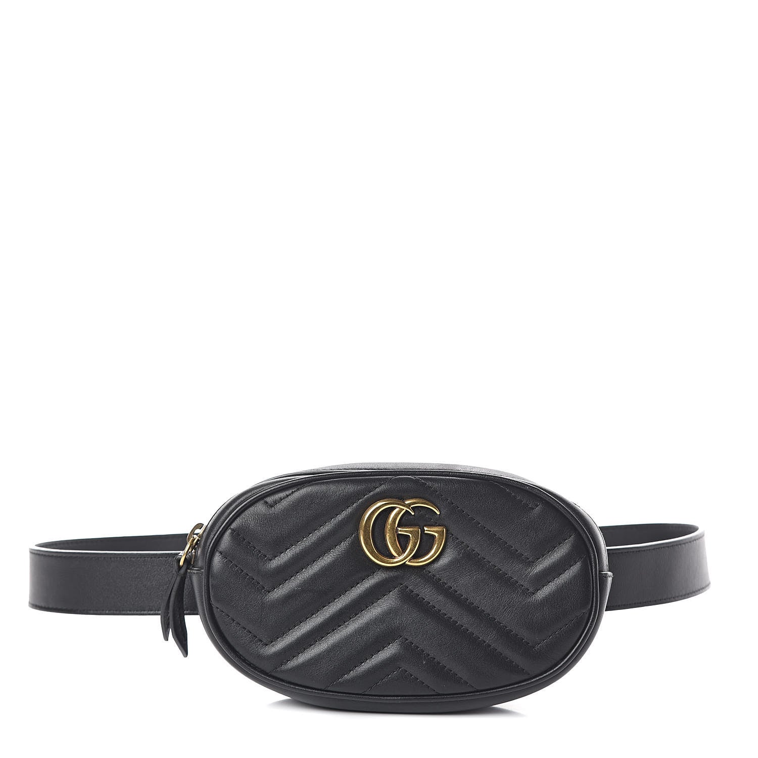 Gucci Calfskin Matelasse GG Marmont Belt Bag 85 34 Black 1 of 10