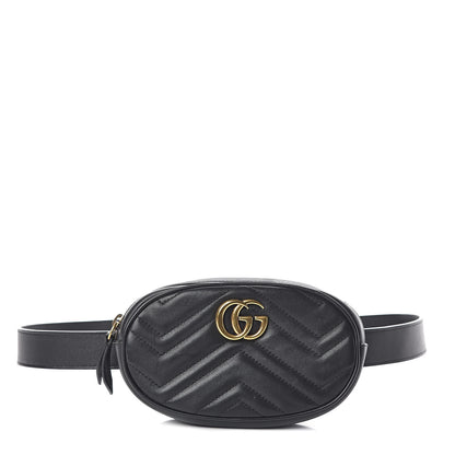 Gucci Calfskin Matelasse GG Marmont Belt Bag 85 34 Black 1 of 10