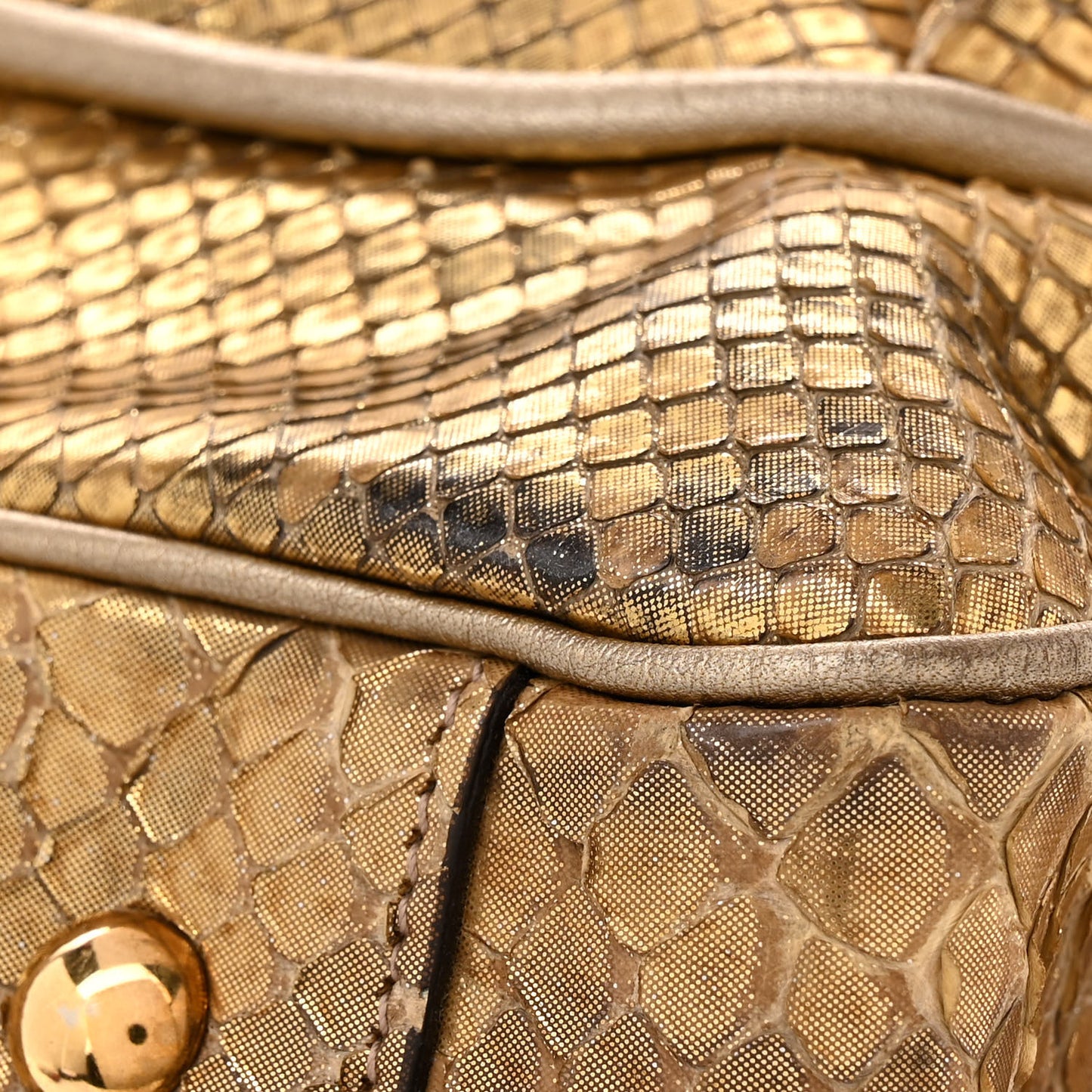 Metallic Snakeskin Medium 1973 Top Handle Satchel Gold