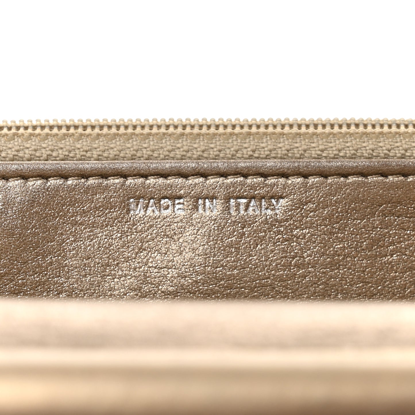 Metallic Calfskin Quilted Boy Wallet On Chain WOC Gold