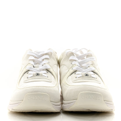 Chanel Nylon Calfskin Suede Fabric CC Sneakers 39.5 White 2 of 10