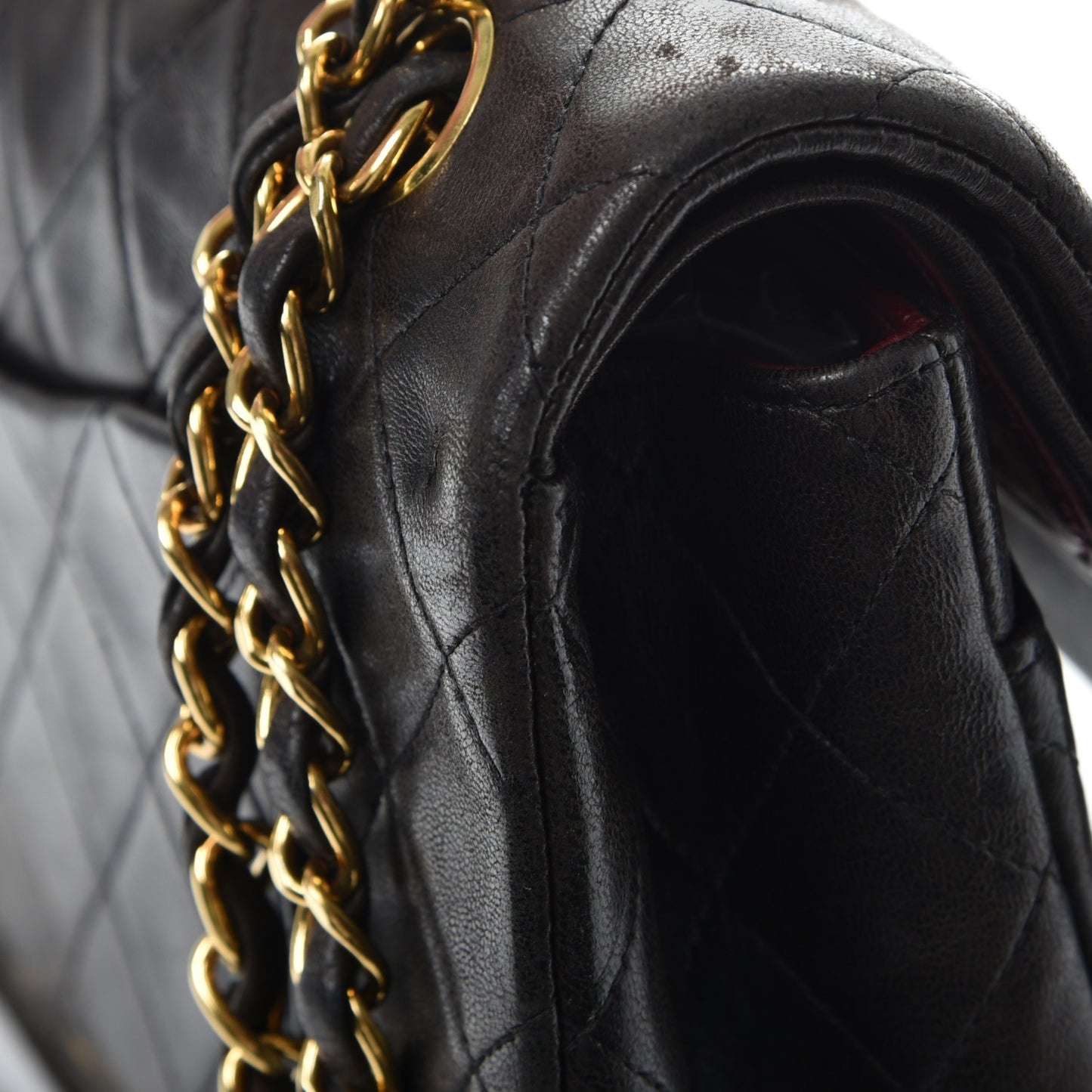Lambskin Quilted Medium Double Flap Black