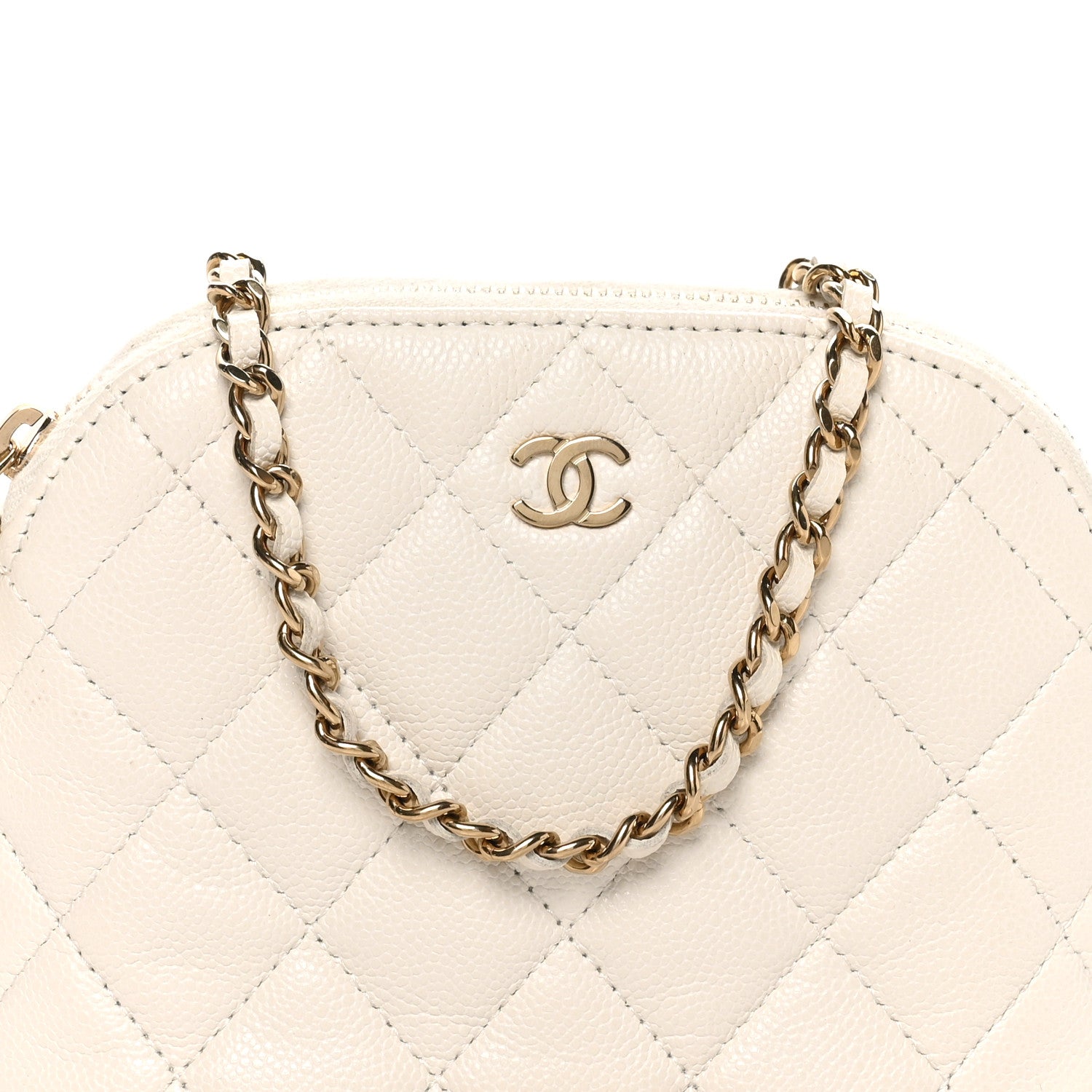 Chanel Caviar Quilted Classic Clutch with Chain White 8 of 10