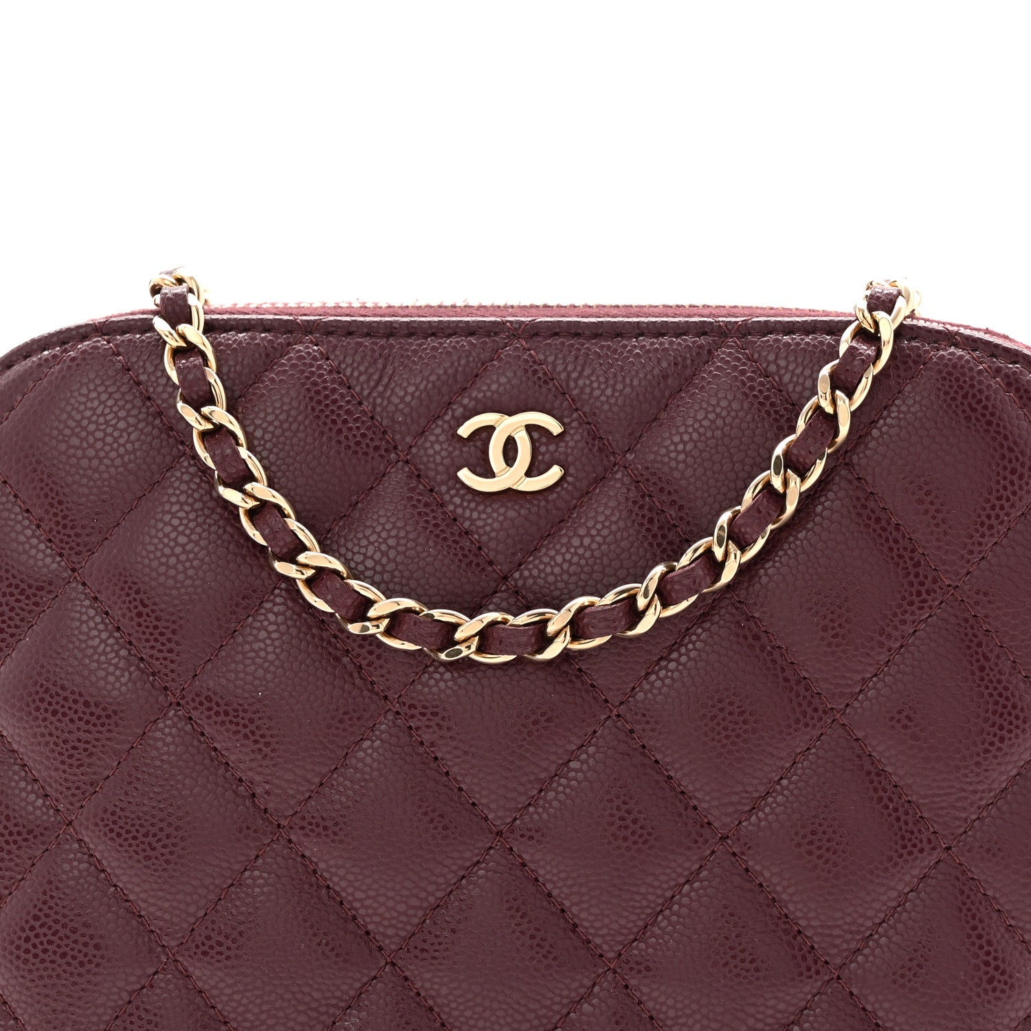 Chanel Caviar Quilted Classic Clutch With Chain Dark Burgundy 8 of 11
