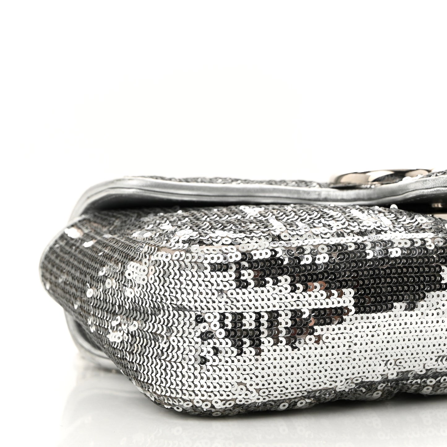 Sequin Matelasse Mini GG Marmont Shoulder Bag Silver