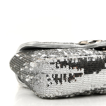 Gucci Sequin Matelasse Mini GG Marmont Shoulder Bag Silver 9 of 10