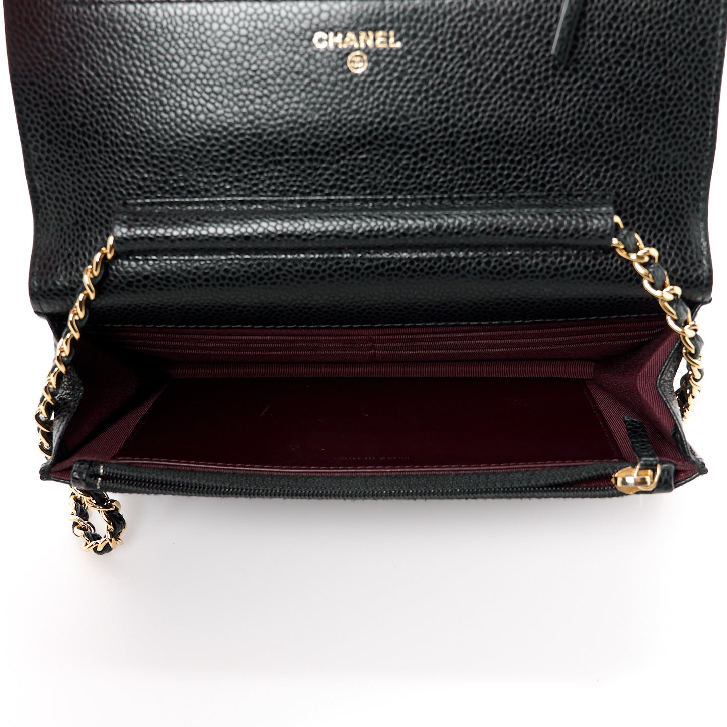 Caviar Quilted Wallet on Chain WOC Black
