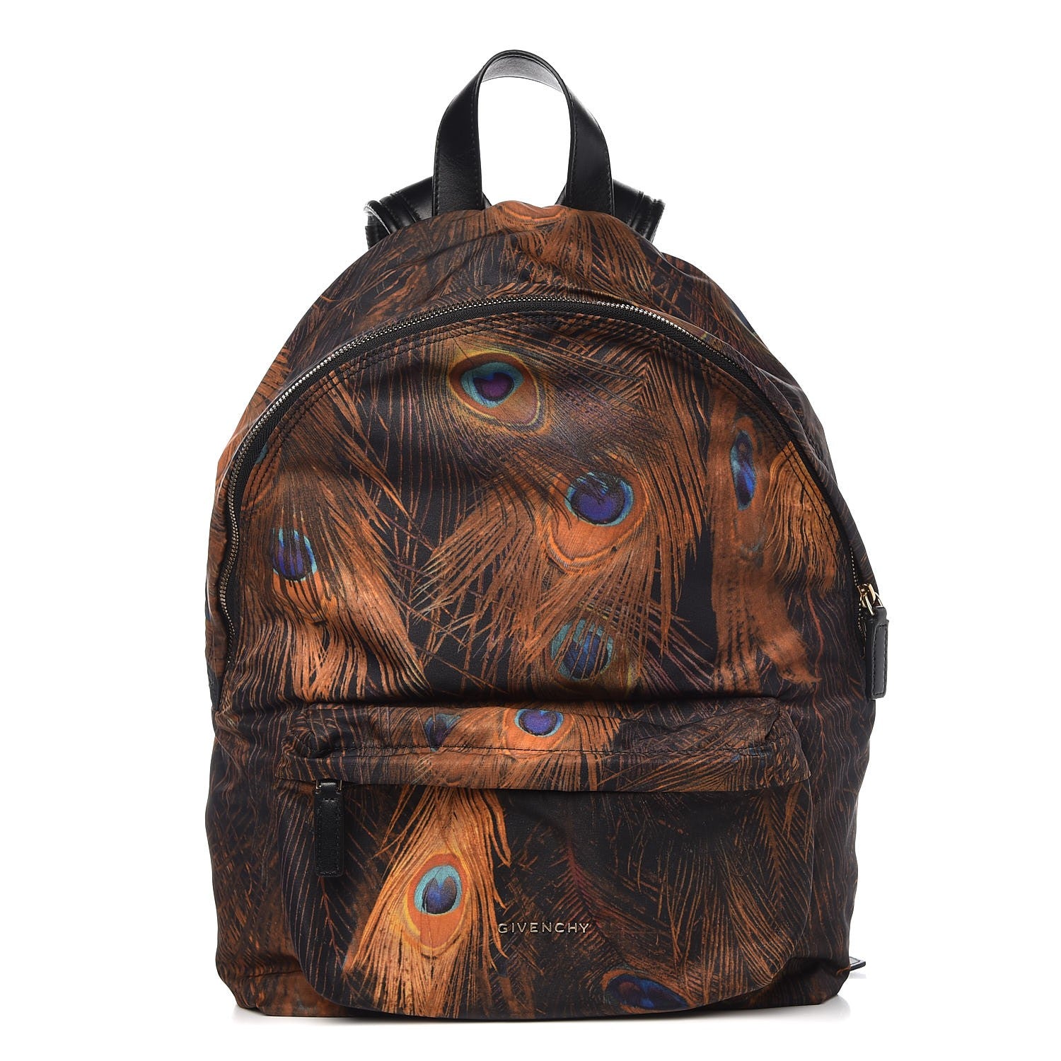 Givenchy Nylon Calfskin Peacock Print Backpack Brown 1 of 7