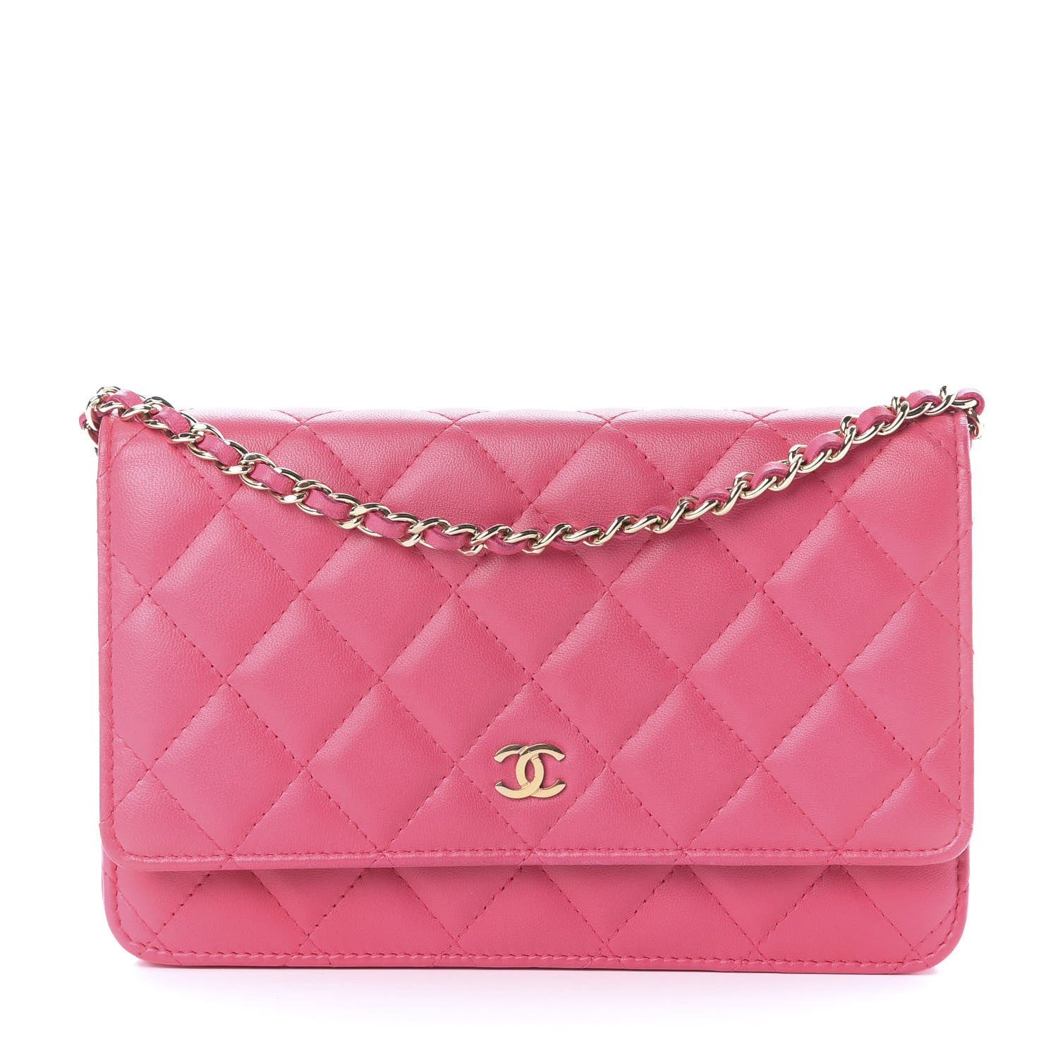 Chanel Lambskin Quilted Wallet On Chain WOC Pink 1 of 13