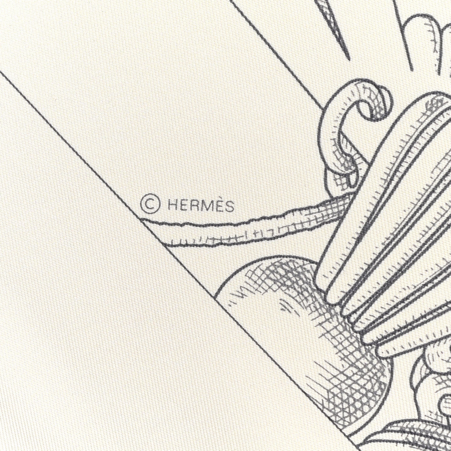 Hermes Silk L Instruction Du Roy Scarf 90 Black Gris Or 4 of 6