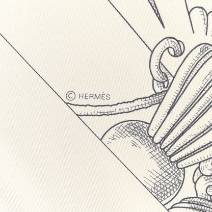 Hermes Silk L Instruction Du Roy Scarf 90 Black Gris Or 4 of 6
