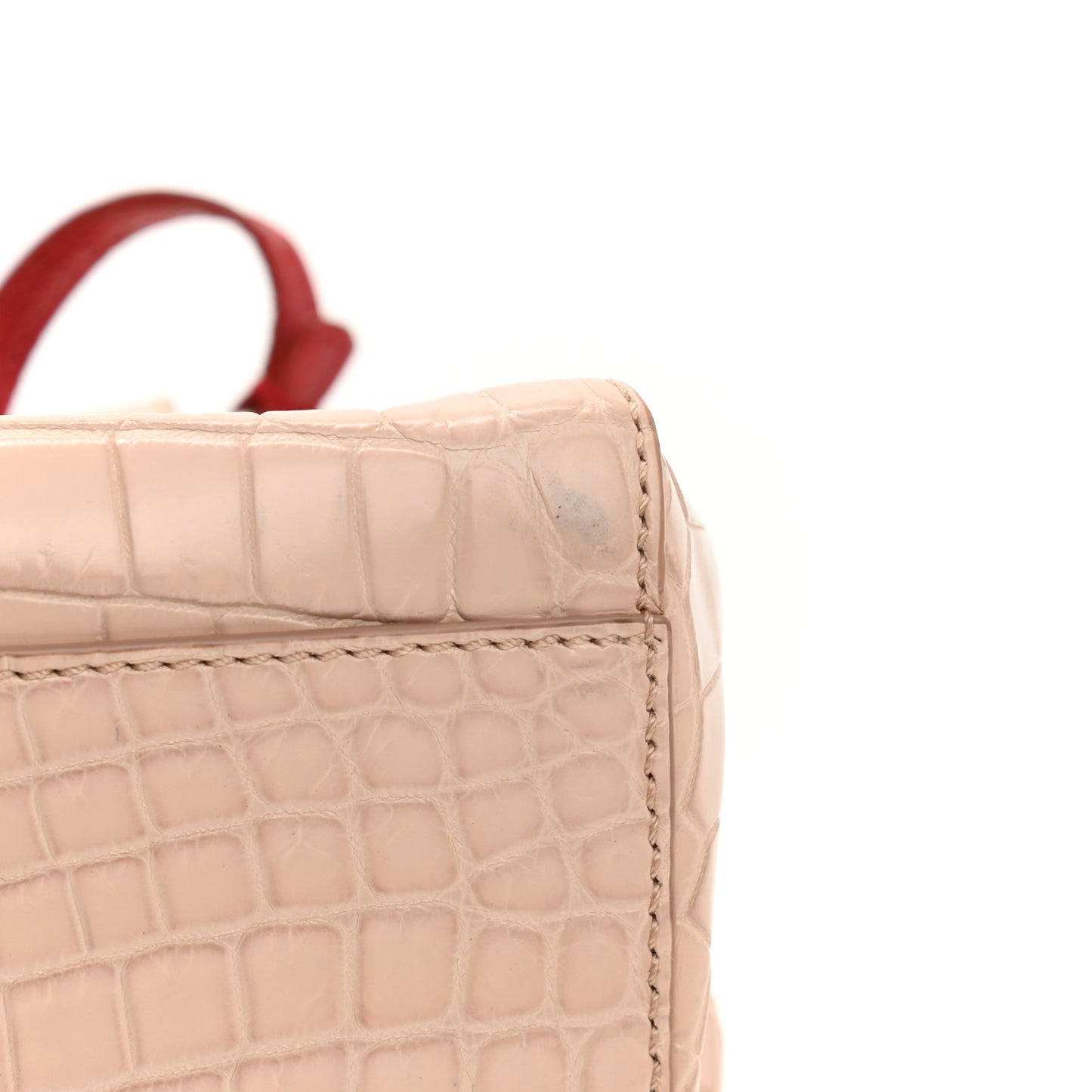 Crocodile Mini Peekaboo Iconic Satchel Beige Red