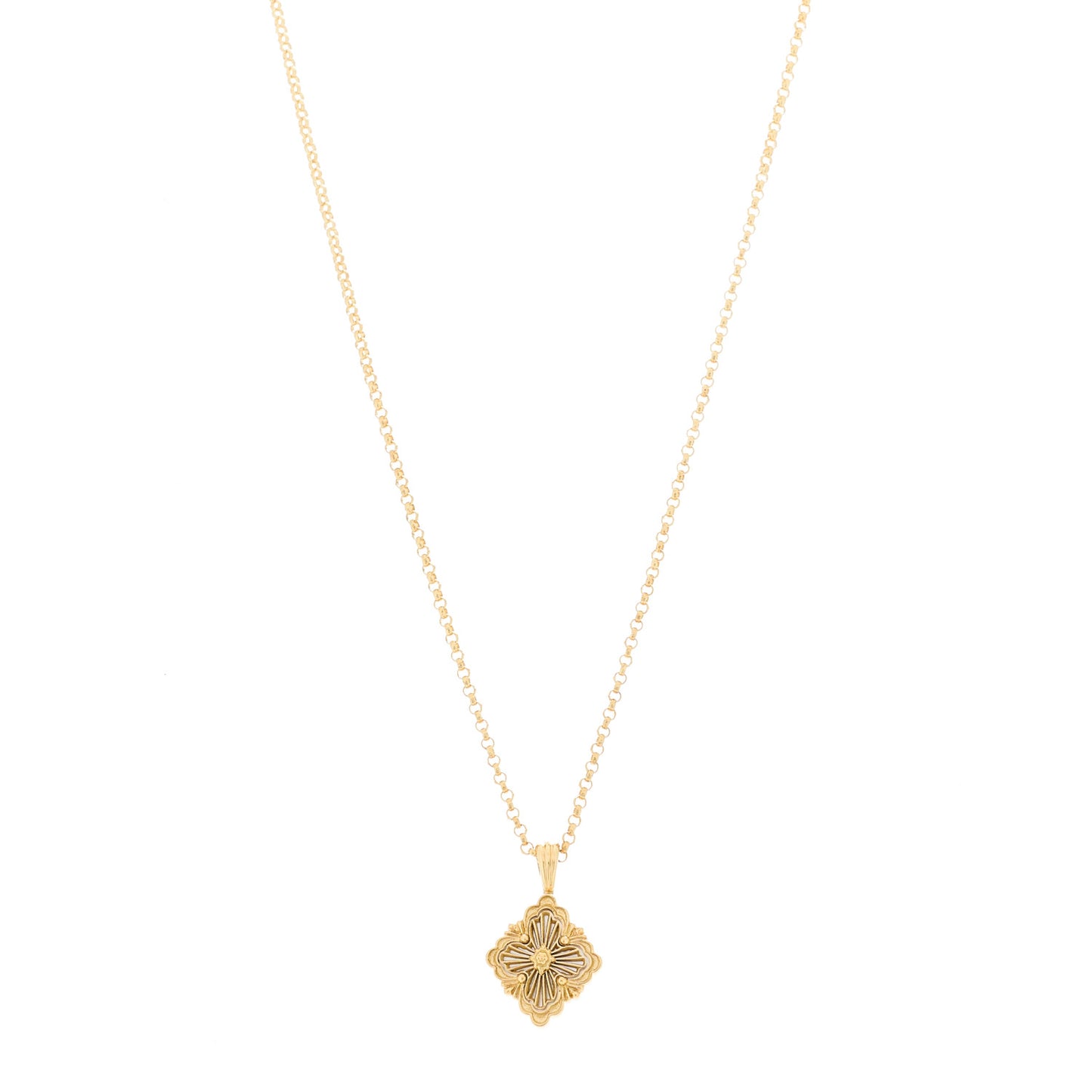 18K Yellow Gold Mother of Pearl Small Opera Tulle Pendant Necklace