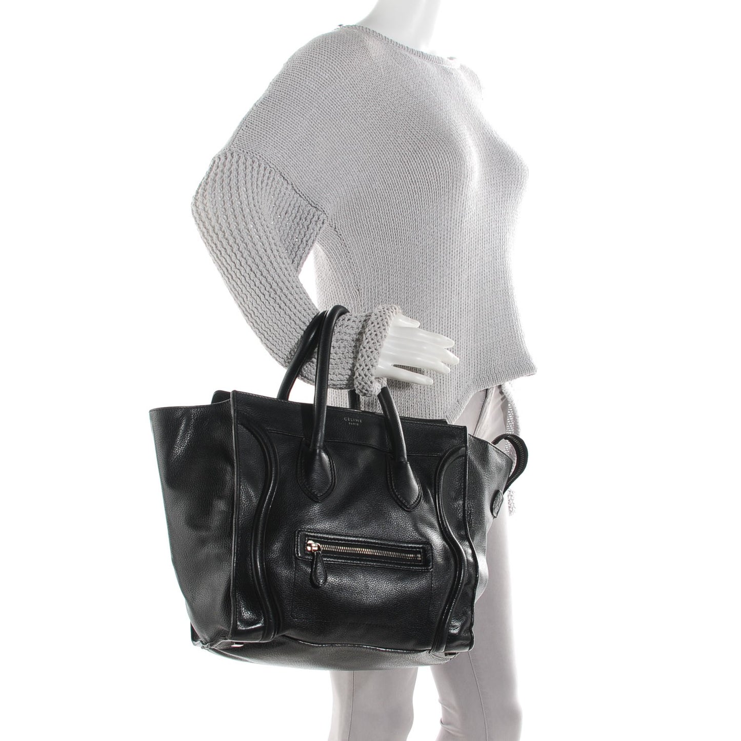 Drummed Calfskin Mini Luggage Black