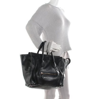 Celine Drummed Calfskin Mini Luggage Black 2 of 8