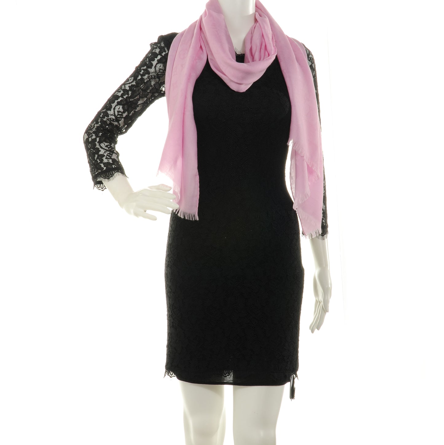Cashmere Wool Silk Monogram Shawl Pink