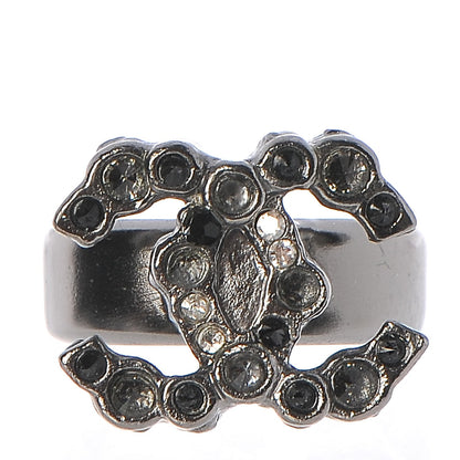 Chanel Ruthenium Crystal CC Logo Ring 6 1 of 5