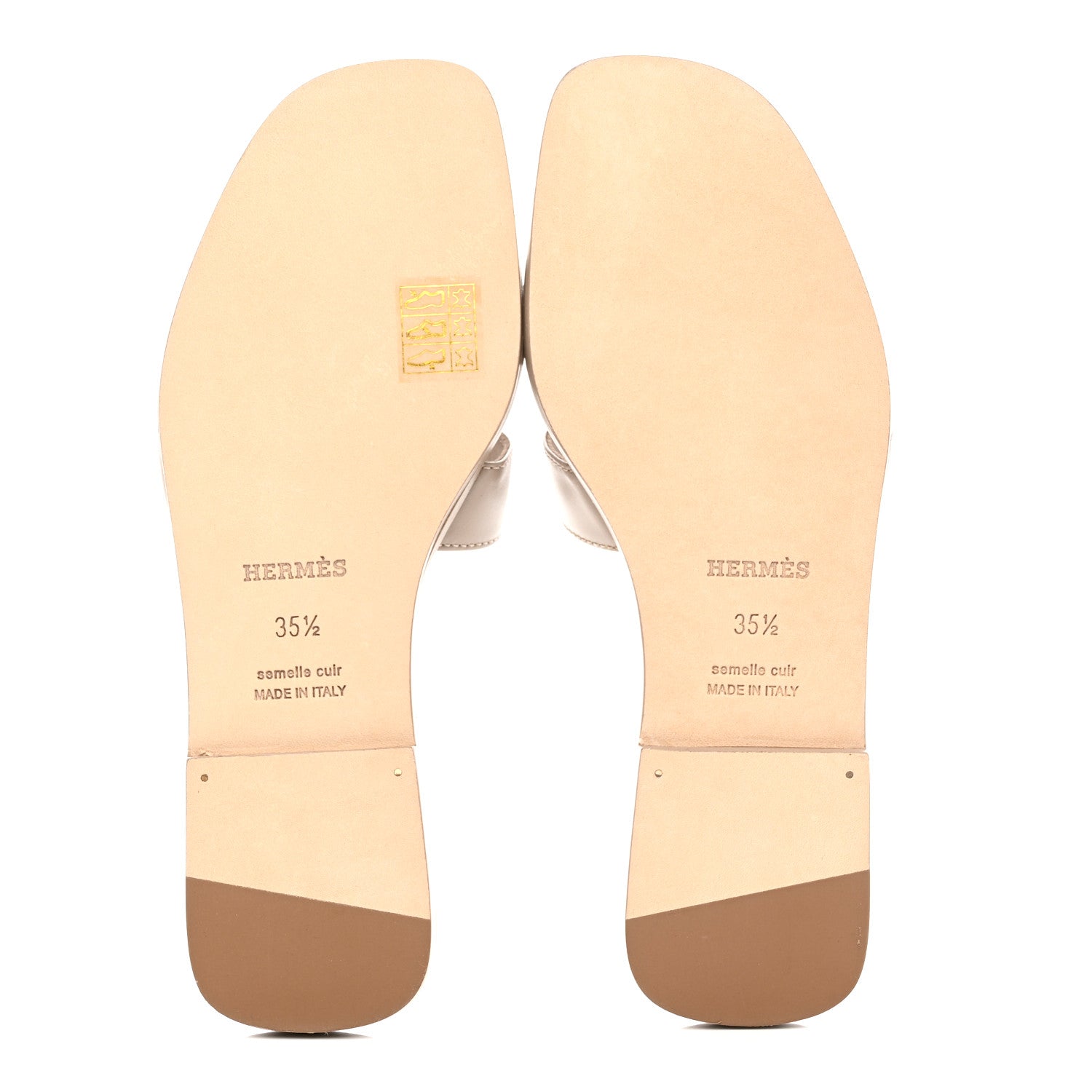 Hermes Box Calfskin Oran Sandals 35.5 Beige Mastic 5 of 9