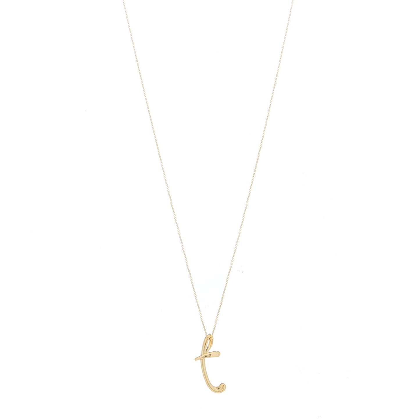 18K Yellow Gold Elsa Peretti Letter T Pendant Necklace