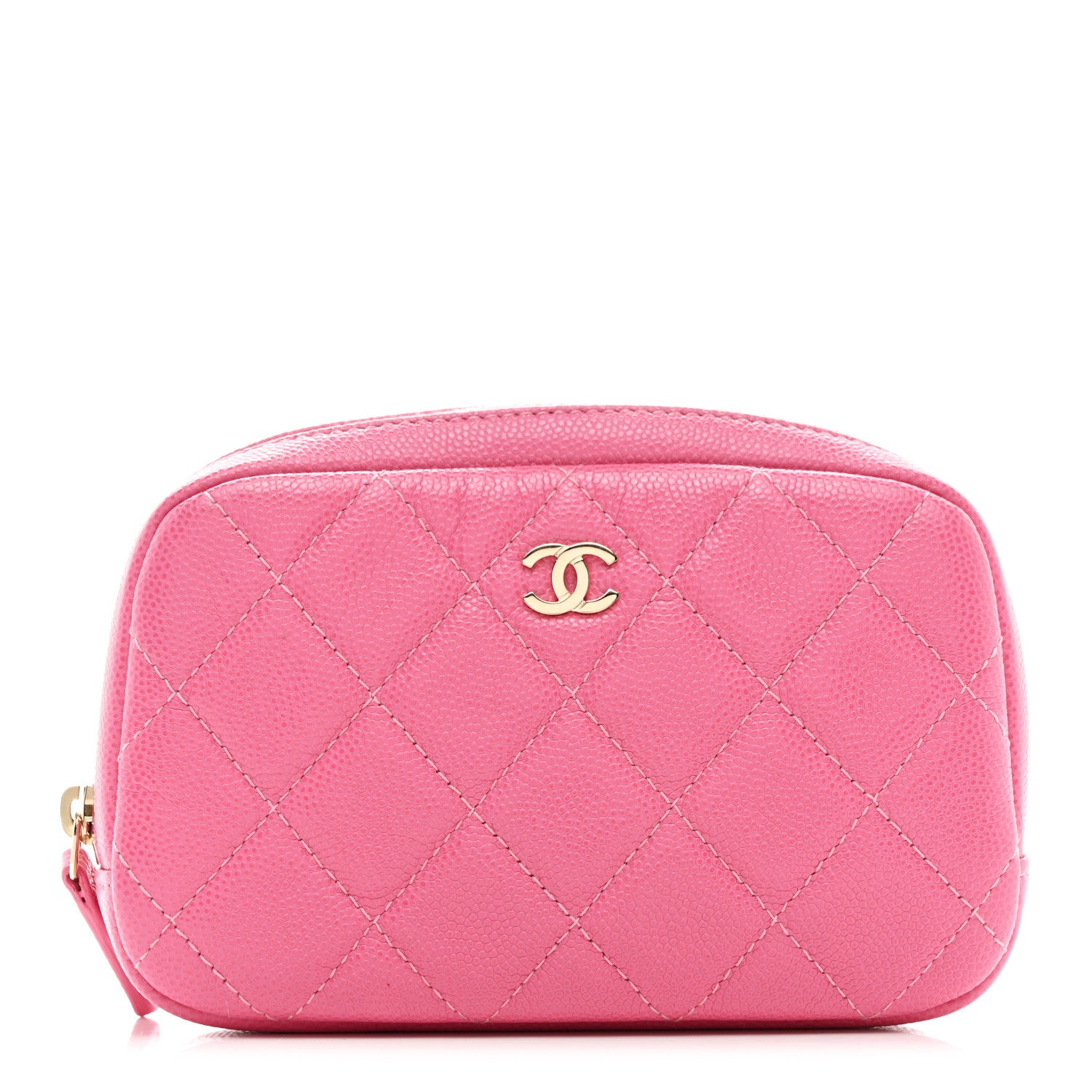 Chanel Caviar Quilted Small Curvy Pouch Cosmetic Case Pink 1 of 7