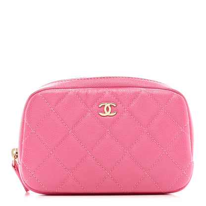 Chanel Caviar Quilted Small Curvy Pouch Cosmetic Case Pink 1 of 7