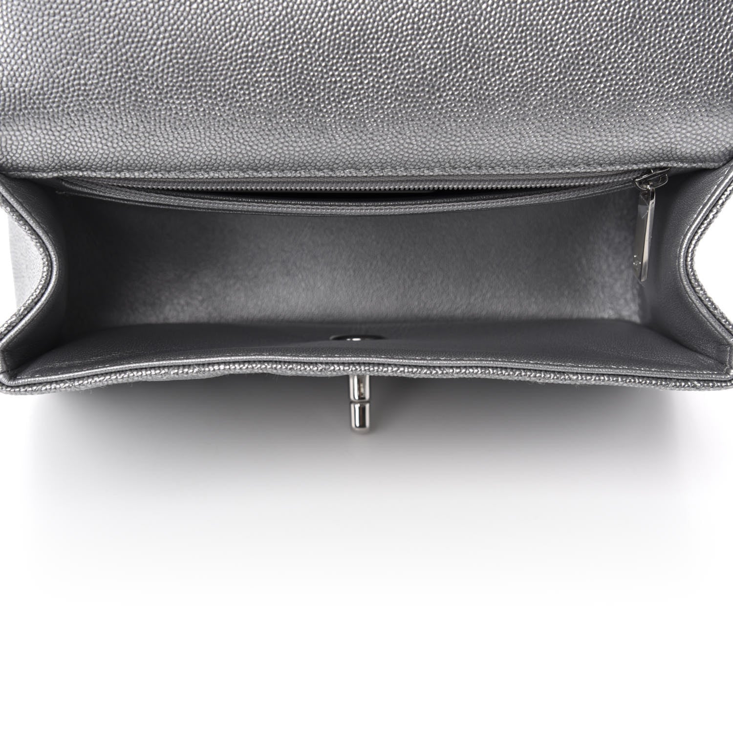 Chanel Metallic Caviar Quilted Mini Top Handle Rectangular Flap Silver 5 of 10