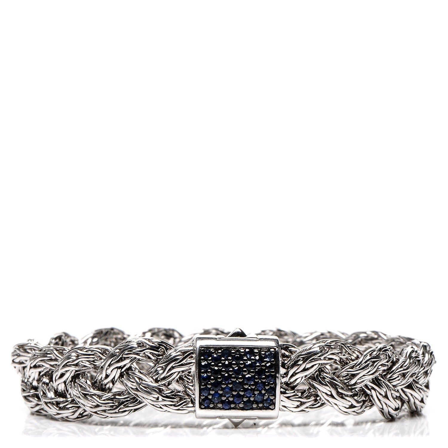 John Hardy Sterling Silver Blue Sapphire Braided Classic Chain Clasp Bracelet M 1 of 5