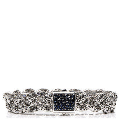 John Hardy Sterling Silver Blue Sapphire Braided Classic Chain Clasp Bracelet M 1 of 5