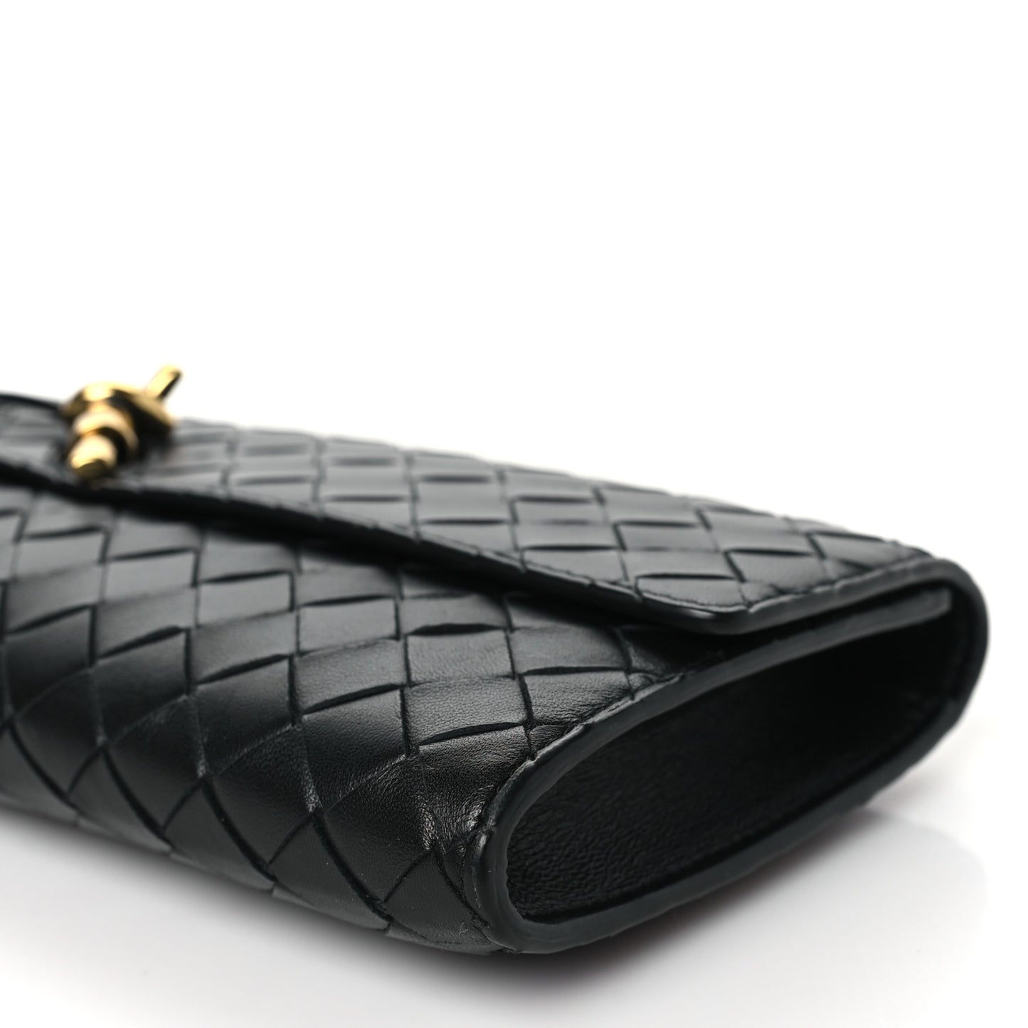 Nappa Intrecciato Long Andiamo Top Handle Clutch Black