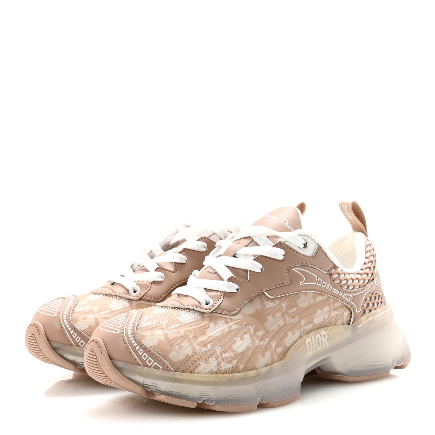 Technical Fabric Rubber Oblique Dior Vibe Sneakers 38 White Nude