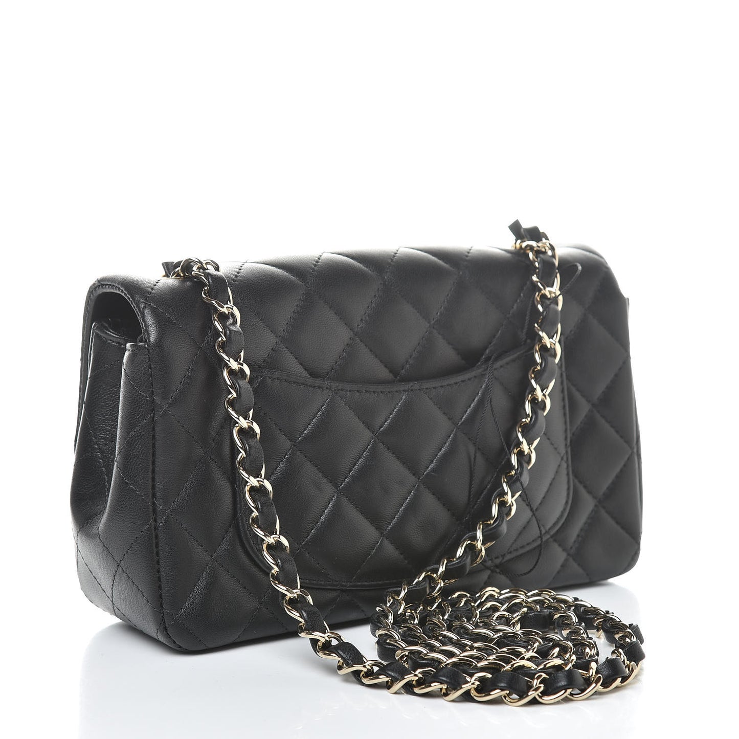Lambskin Quilted Mini Rectangular Flap Black
