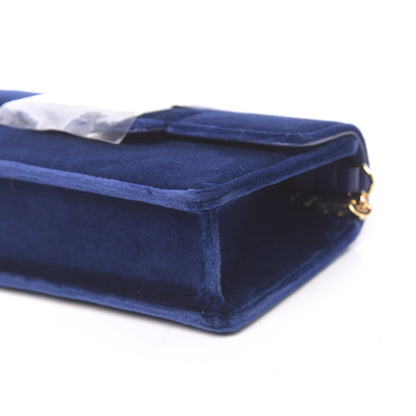 Gucci Velvet Crystal Square G Shoulder Bag Cobalt Blue 9 of 11