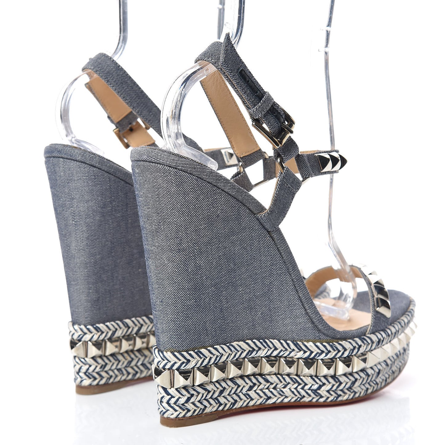 Denim Pyraclou 140 Wedge Sandals 40 Blue White