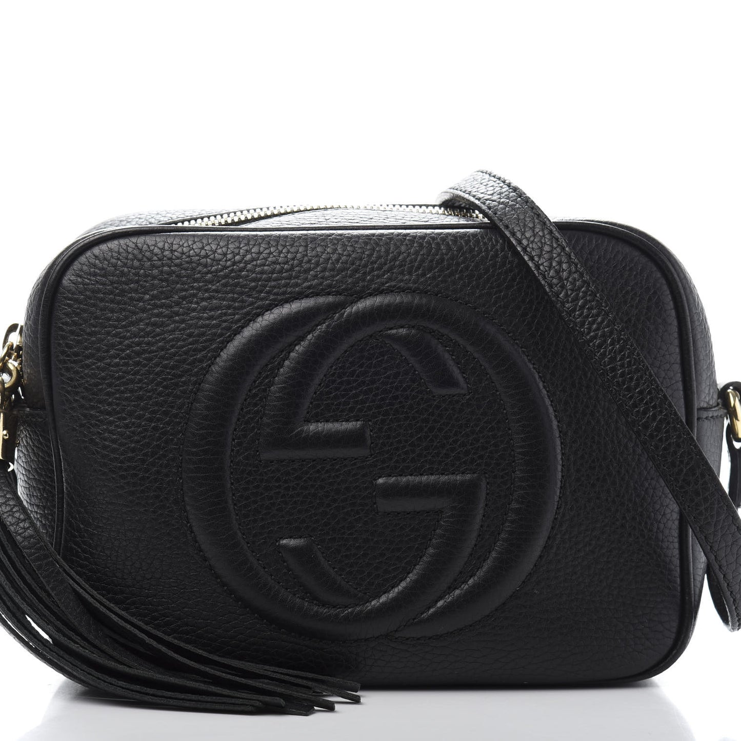 Pebbled Calfskin Small Soho Disco Bag Black