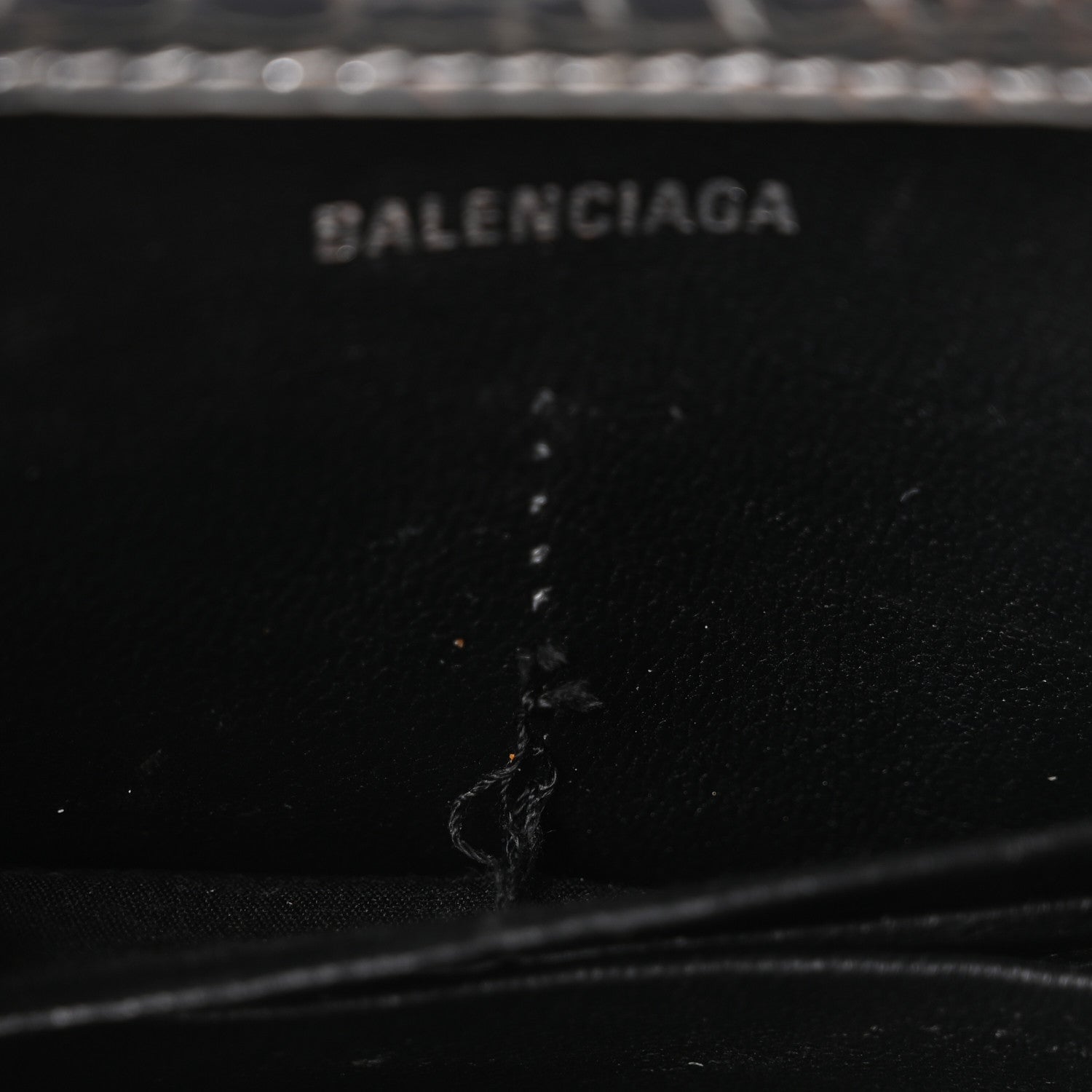 Balenciaga Metallic Calfskin Crocodile Embossed Hourglass Chain Bag Silver 7 of 12