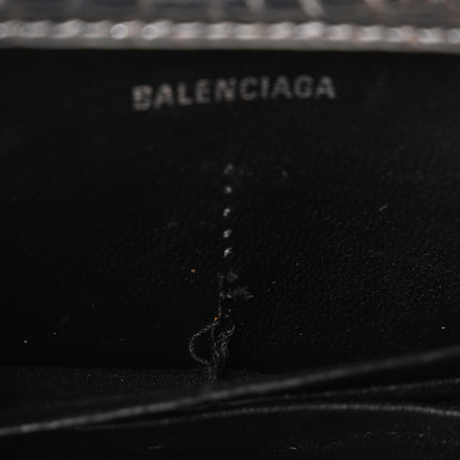 Balenciaga Metallic Calfskin Crocodile Embossed Hourglass Chain Bag Silver 7 of 12