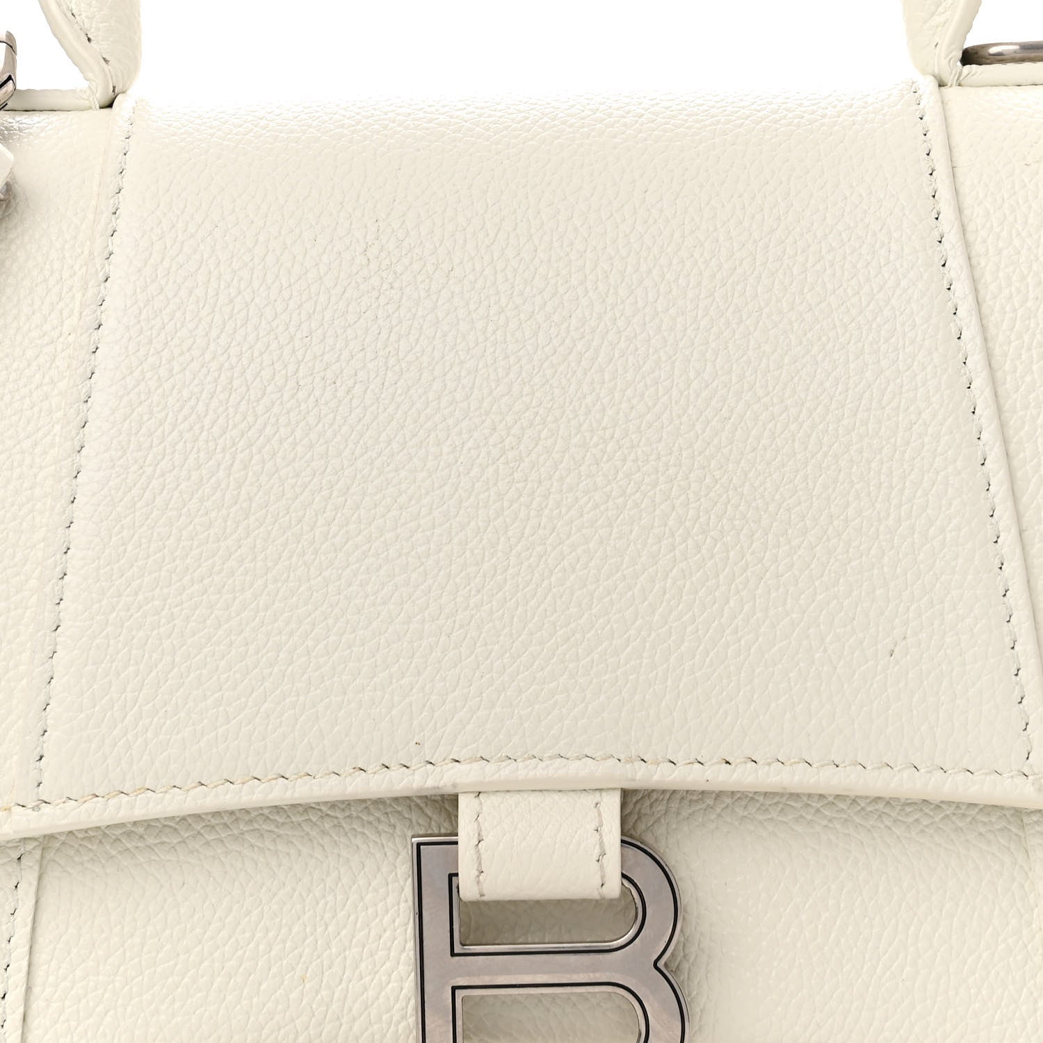 Balenciaga Grained Calfskin Small Hourglass Top Handle Bag White 8 of 10