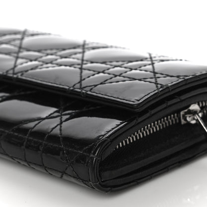 Christian Dior Patent Cannage Lady Dior Rendezvous Wallet On Chain Black 7 of 18