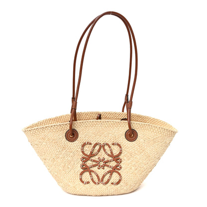 Loewe Calfskin Raffia Small Anagram Basket Tote Bag Natural Tan 1 of 12