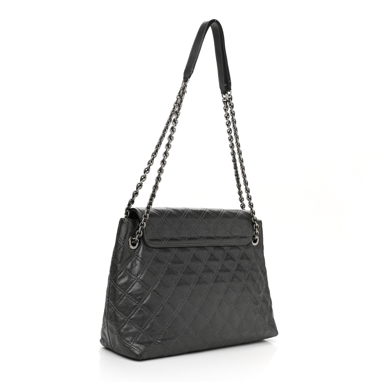 Lacquered Lambskin Baroque The XL Single Flap Pearl Anthracite