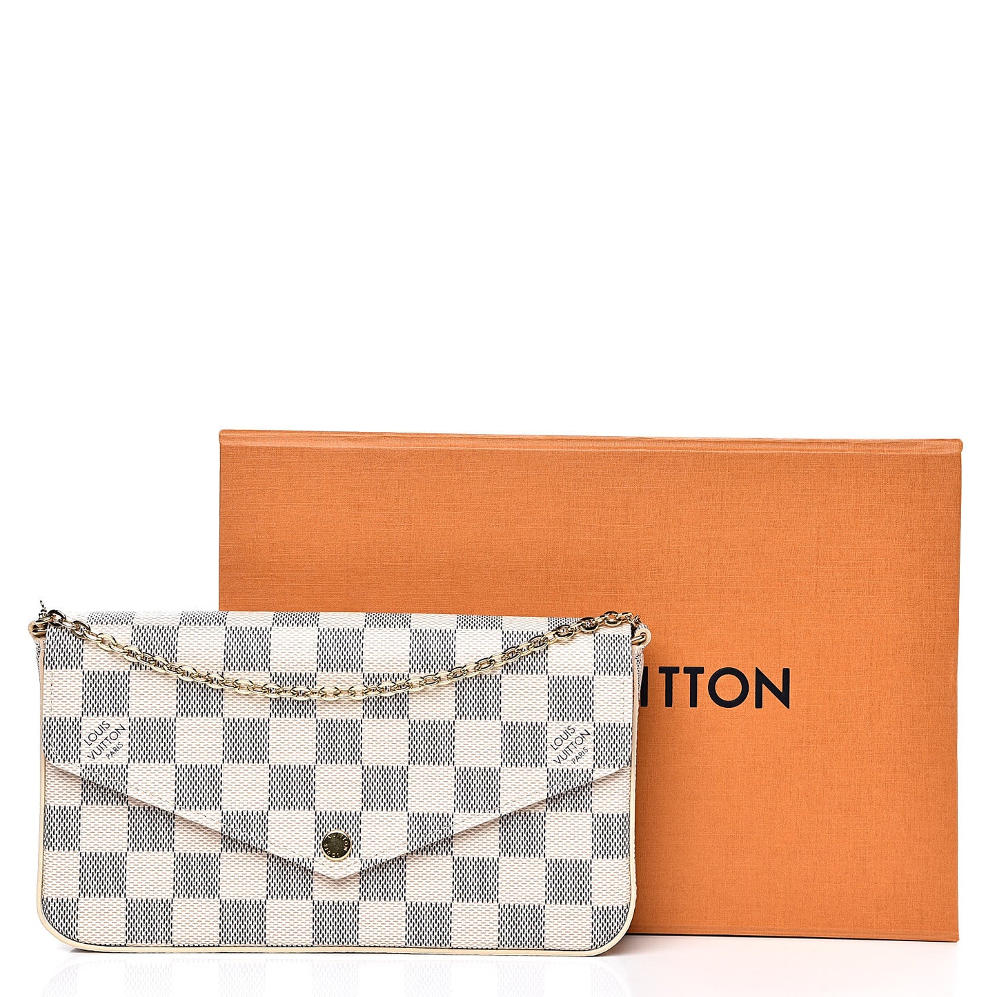 Damier Azur Pochette Felicie Chain Wallet Rose Ballerine