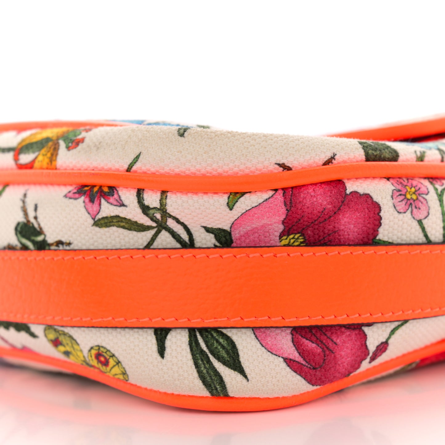 Canvas Flora Floral Shoulder Bag White Orange Fluo