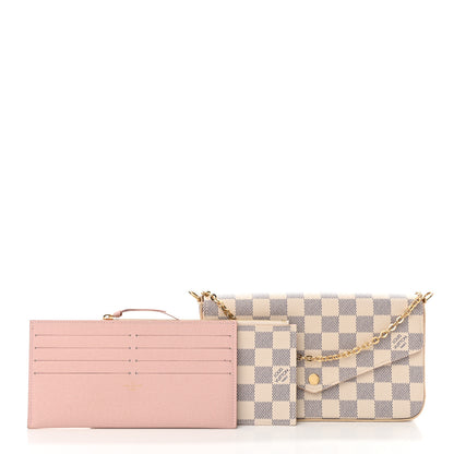Louis Vuitton Damier Azur Pochette Felicie Chain Wallet Rose Ballerine 3 of 11