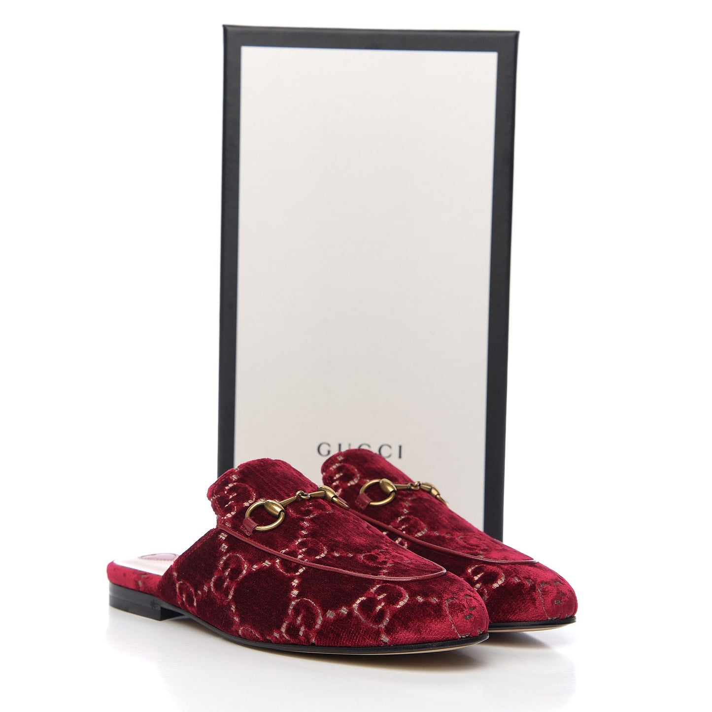 Velvet GG Monogram Womens Princetown Slippers 36.5 Red Cipria