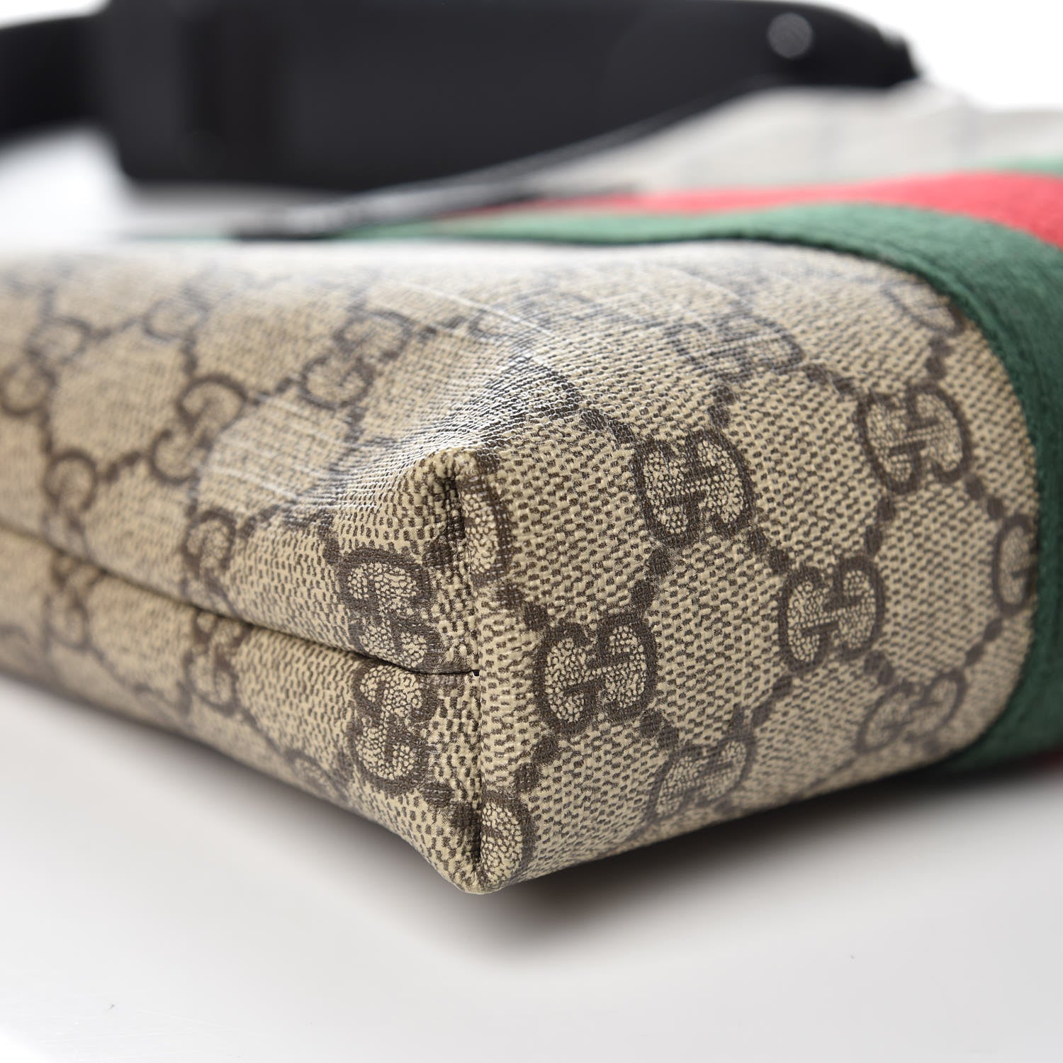 Gucci GG Supreme Monogram Web Messenger Bag Black 9 of 10